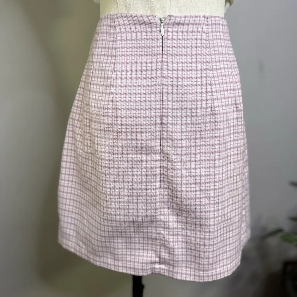 Brandy Melville Pink Plaid A Line Mini Skirt Clueless Indie Skater Y2K XS